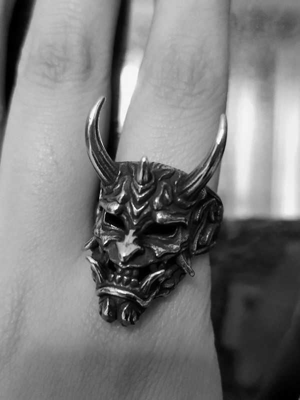Jual Cincin Topeng Samurai Bertanduk 2 - Prajna Horn Skull Silver Gold ...