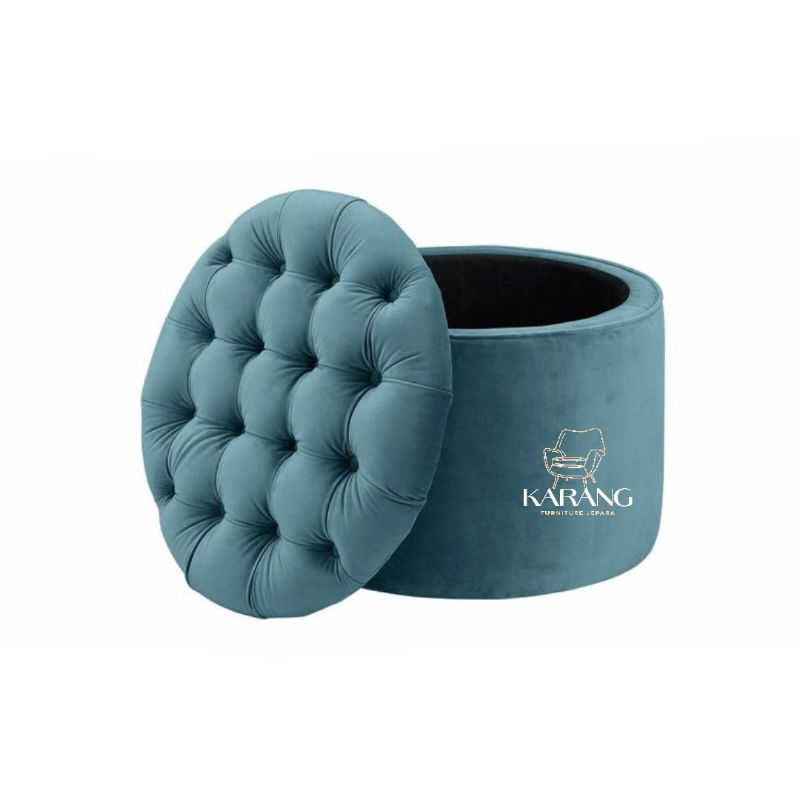 Jual Big Puff Stool Box Storage Bulat Rangka Jati | Karang Furniture ...
