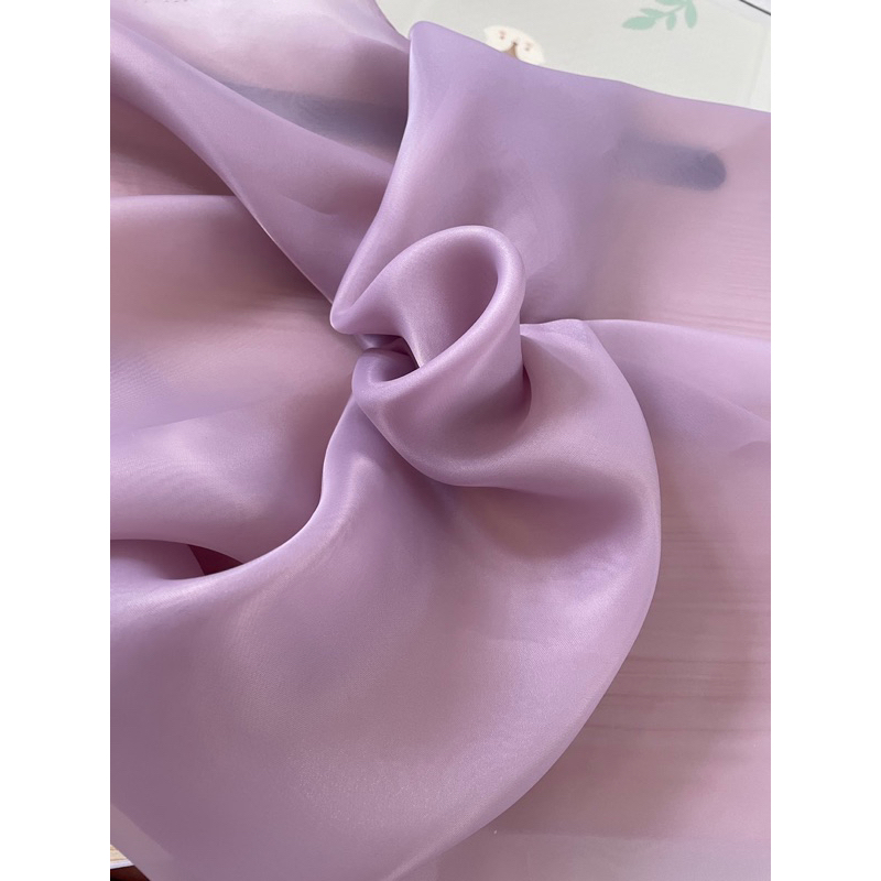 Jual Bahan Kain Organza Organdi Polos Premium Silk Kain Kaca 1/2