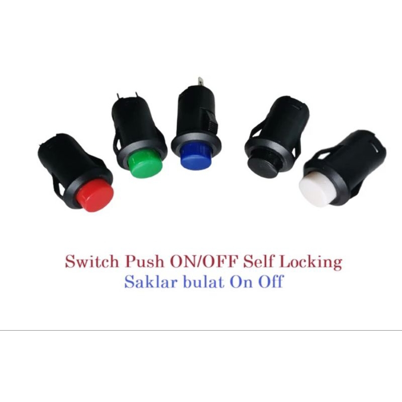Jual Saklar Bulat Switch Push ON OFF Self Locking Button Tombol Lock ...