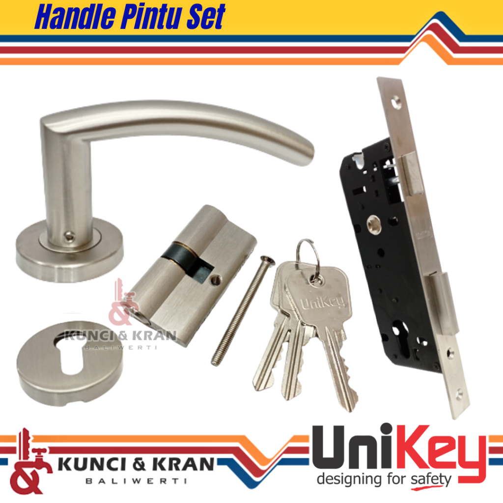 Jual Handle pintu set kunci Unikey HRE 219.53 SS+ Body kunci SW 001-40N ...