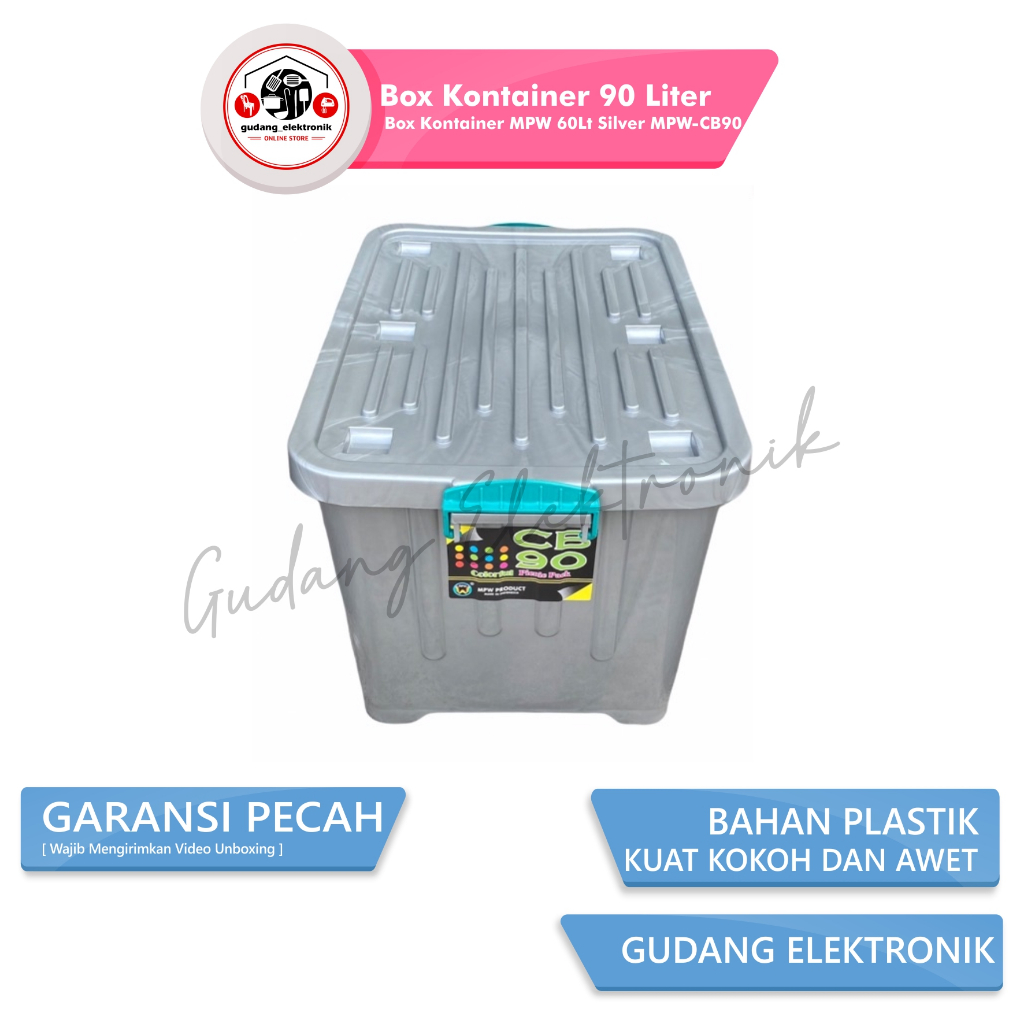 Jual Box Kontainer MPW Container Box 90Lt Silver MPW-CB90 | Shopee ...