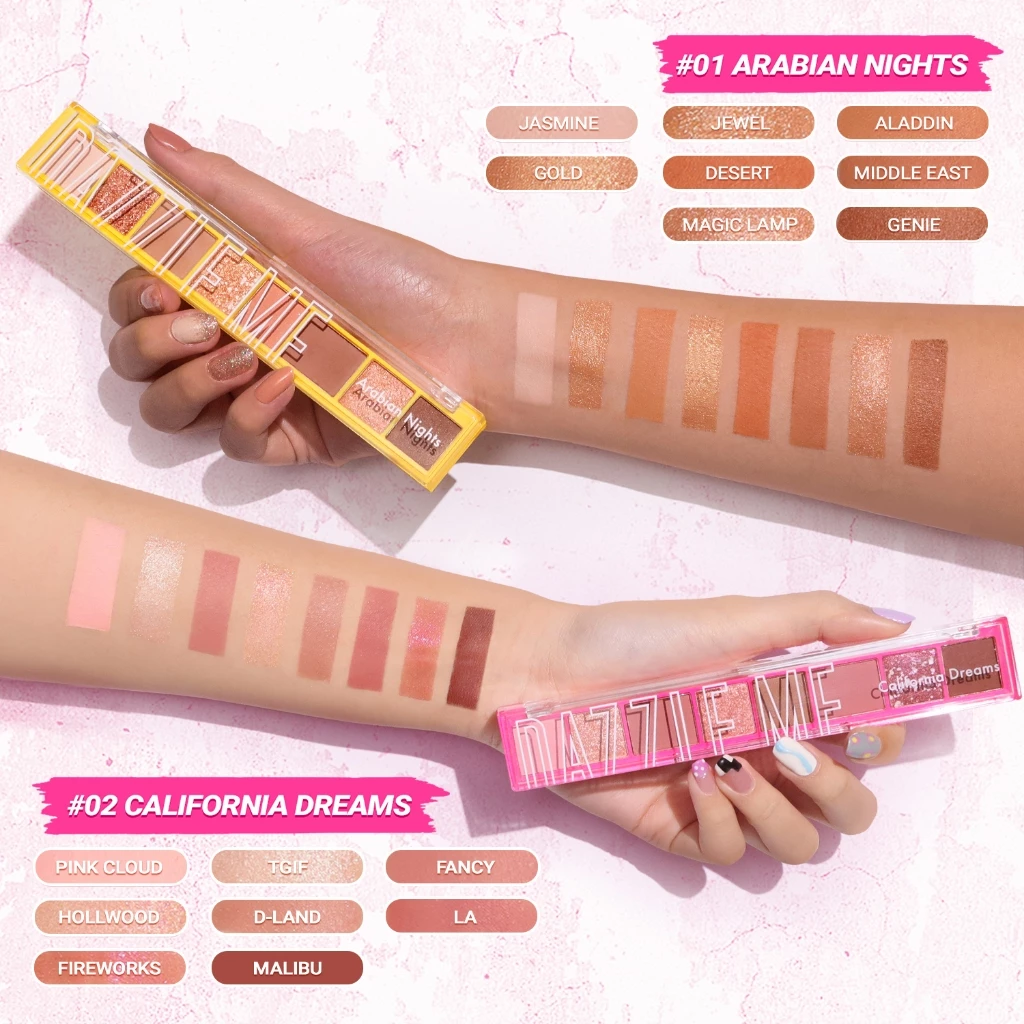 Palet Eyeshadow Dazzle Me untuk Traveling - 8 Warna Makeup Mata Matte Alami BPOM