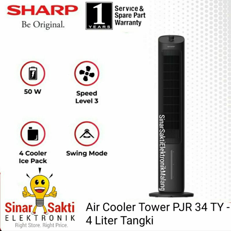 Jual Air Cooler Tower Sharp Penyejuk Udara PJR 34 TY 4 Liter 4L ...