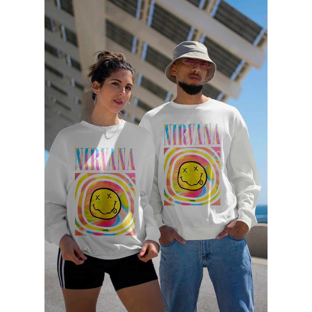 Jual Hoodie Crewneck NIRVANA Smile 'Available Colours Sweatshirt