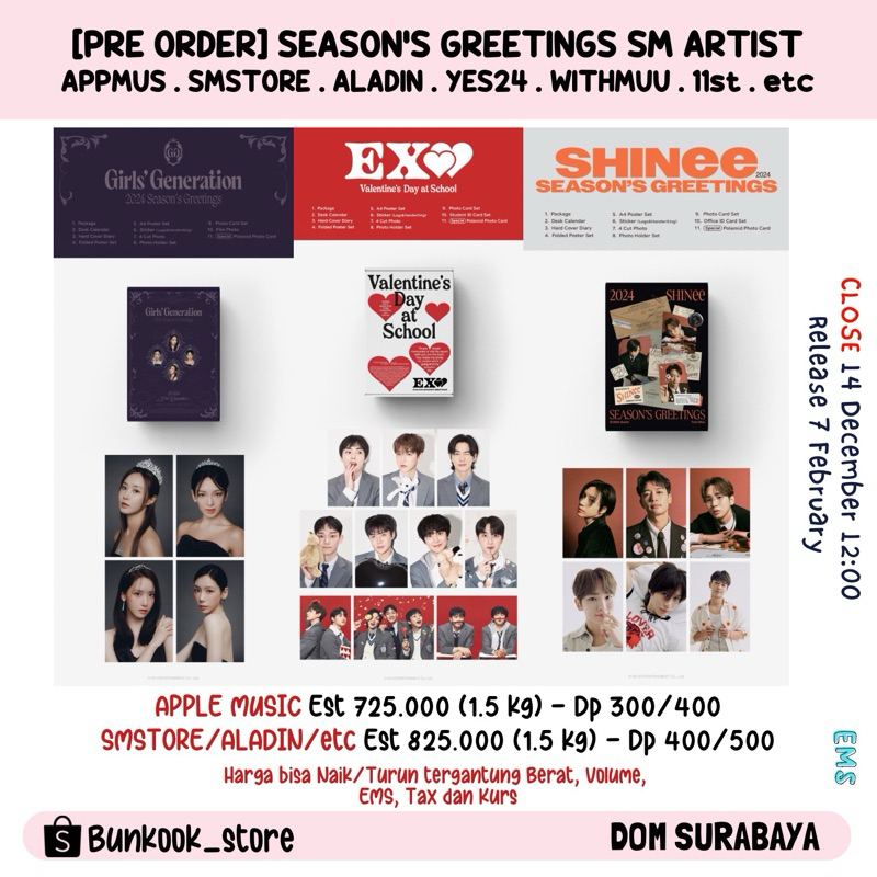 Jual [PRE ORDER] SEASONS GREETINGS 2024 EXO NCT 127 DREAM WAYV AESPA ...