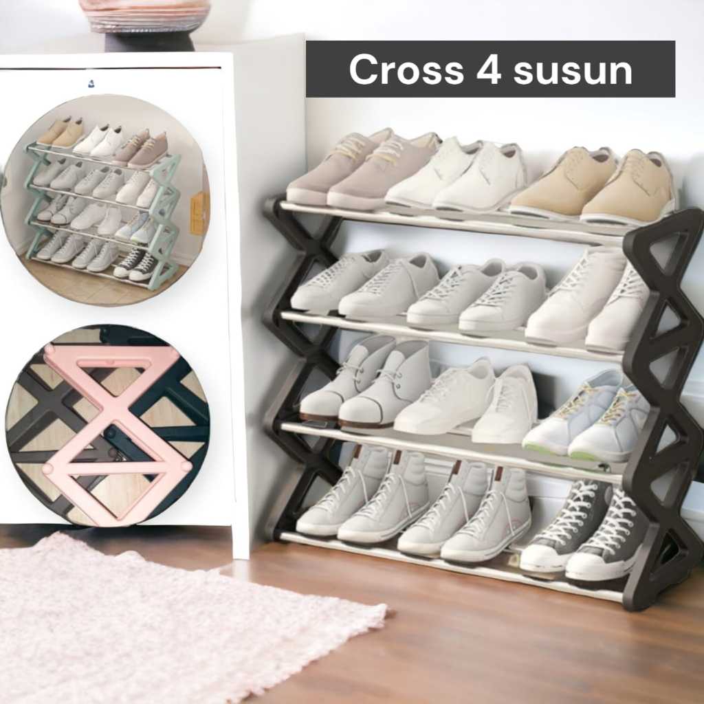 Jual Bella Rak Sepatu Silang X H Z Susun Aesthetic Minimalis