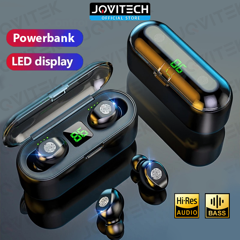 Jual Jovitech Headset Bluetooth F9 Tws Earphone Bluetooth 5 3 Nirkabel Powerbank 2000mah Display