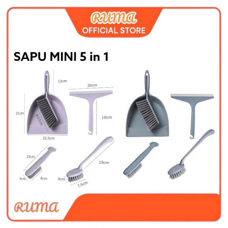 Jual RUMA - Sapu Mini 5 in 1 Pembersih Debu Bahan Tebal Sikat Pembersih ...
