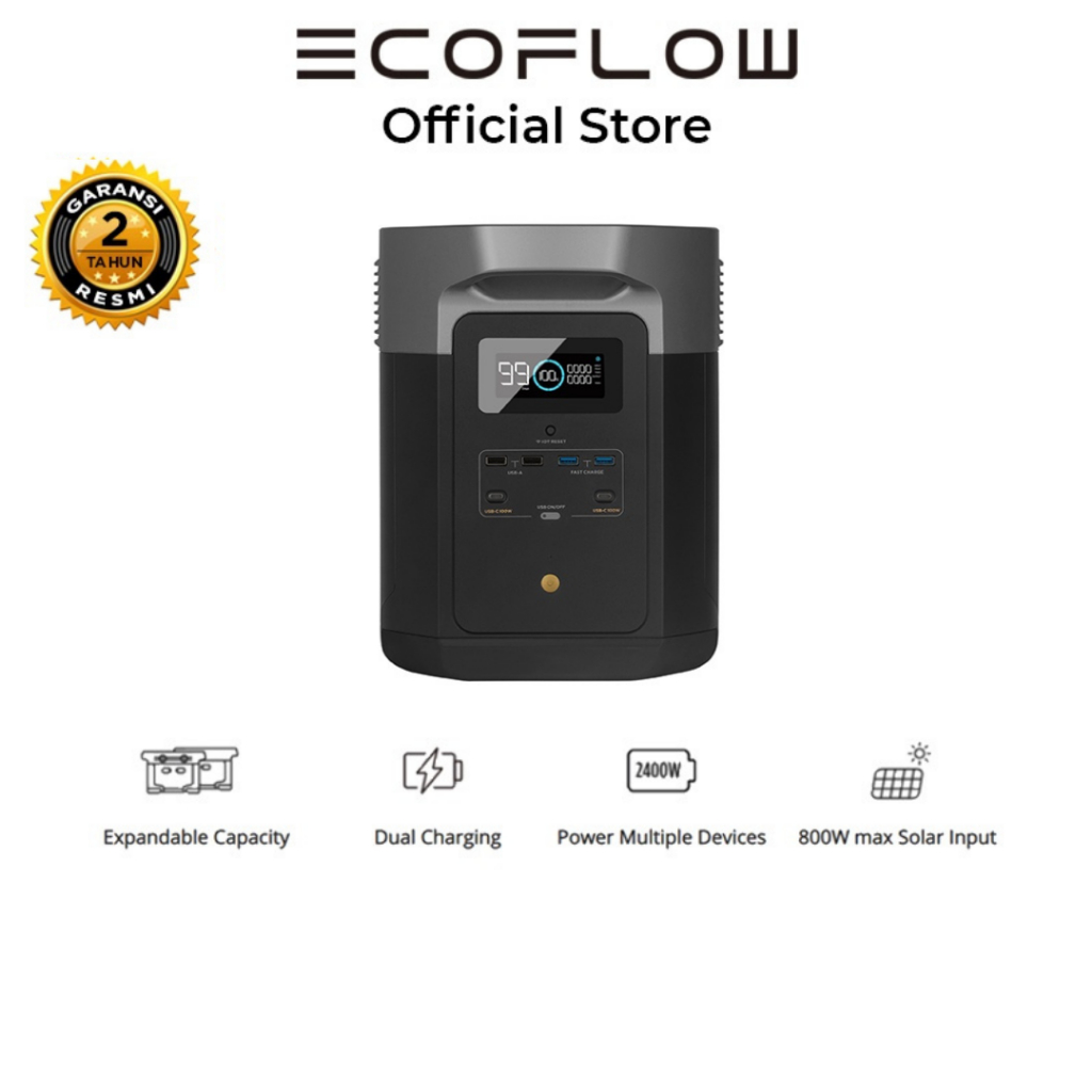 EF EcoFlow Portable Power Station 1612Wh/2000W DELTA Max 1600 with 1800W  Dual Fuel Generator