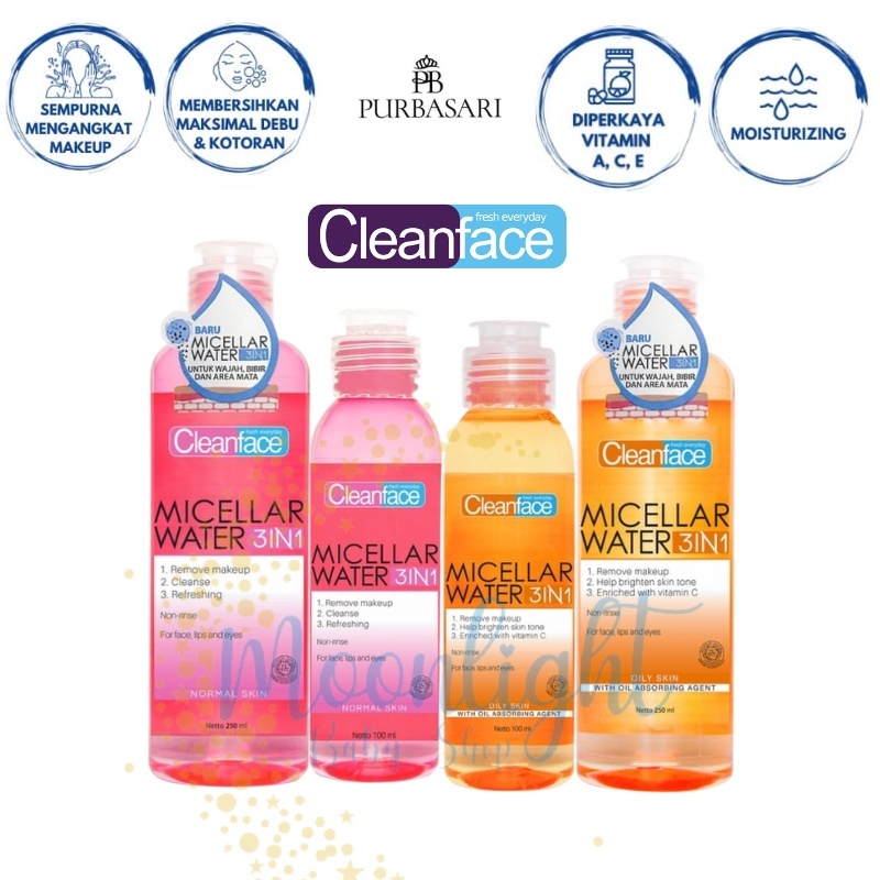 Jual CLEANFACE Purbasari Clean Face Micellar Water 3in1 Normal Oily ...