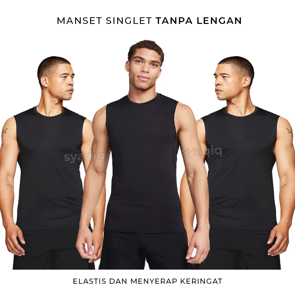 Jual BAJU SINGLET BASELAYER MANSET PRIA SLEEVLESS OLAHRAGA GYM FUTSAL ...