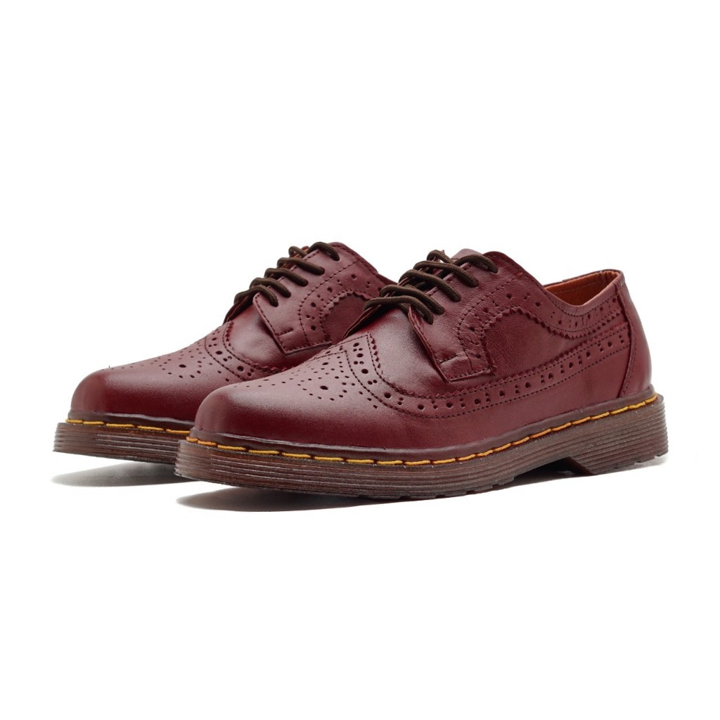 Jual SEPATU PRIA BOOTS DOCMART LOW WINGTIP BROWN KULIT | Shopee Indonesia