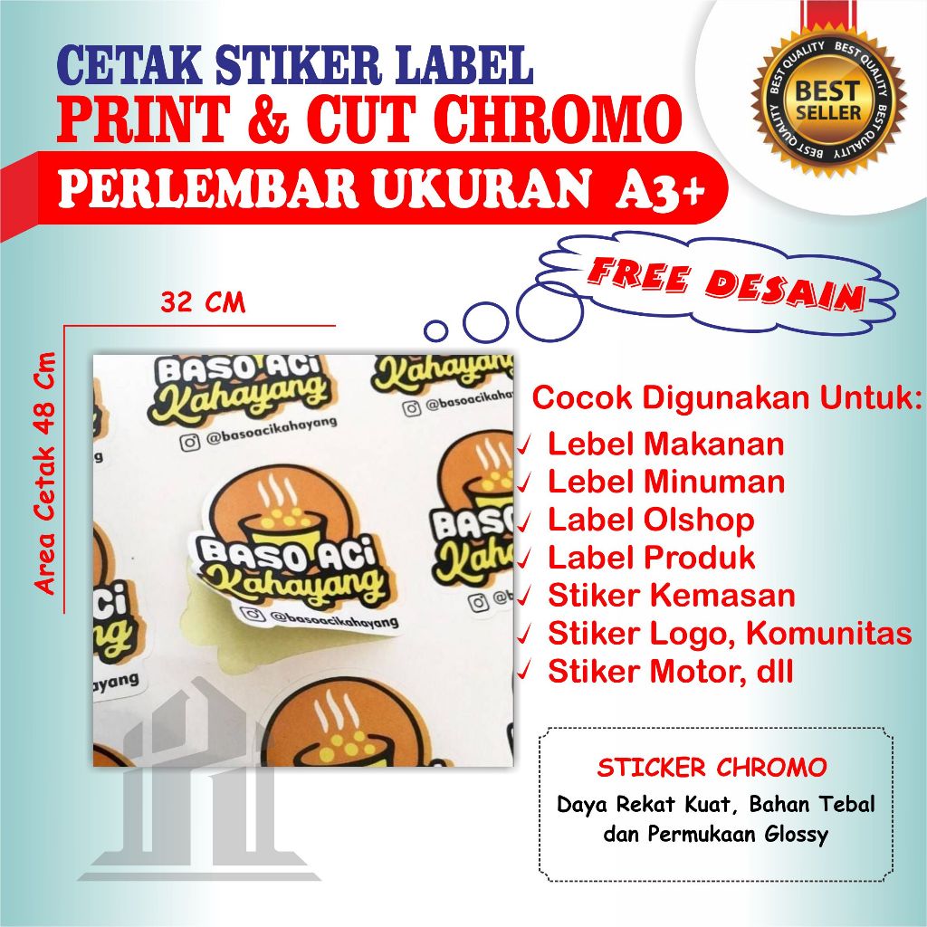 Jual (Bisa COD) Stiker Label Makanan Sticker kemasan Stiker Meteran ...
