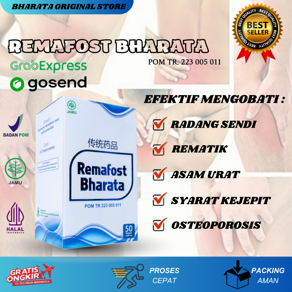 Jual Remafost Bharata Obat Herbal Nyeri Sendi Nyeri Otot Saraf Kejepit Asam Urat Sakit Lutut