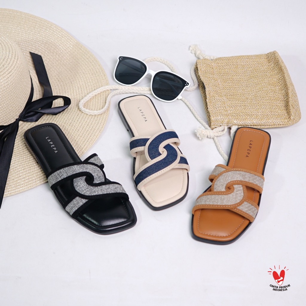Jual LAPEPA LIVE - OLLA Sandal Flat Jeans Wanita Sendal Slop Teplek ...