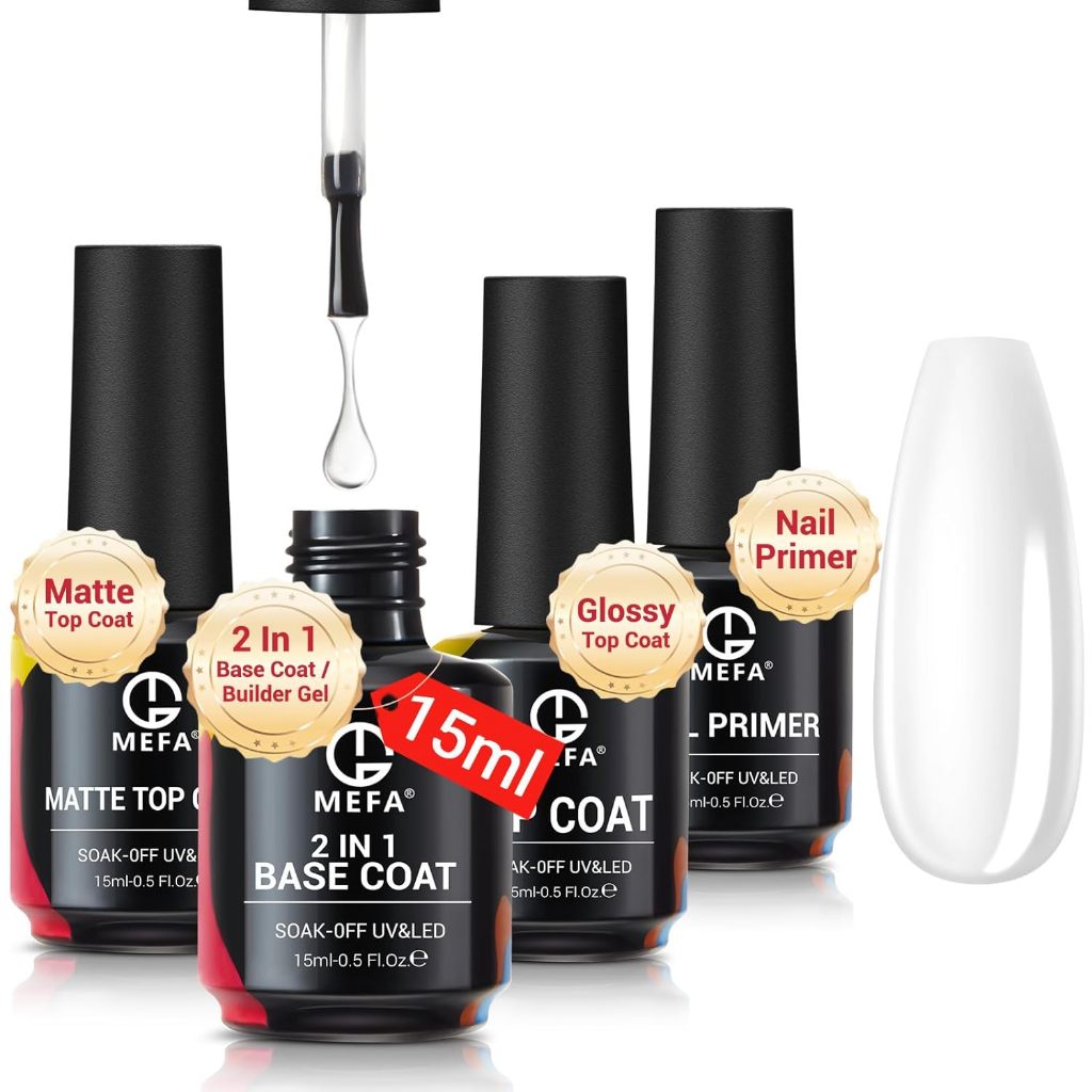 Jual MEFA 4PCS 15ml Gel Top Coat and Base Coat Set, No Wipe Matte