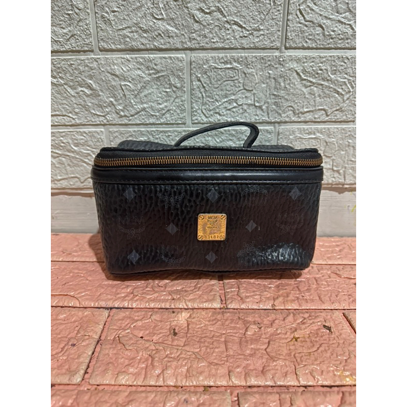Jual MCM Rockstar Vanity Case in Visetos Black Satchel Bag
