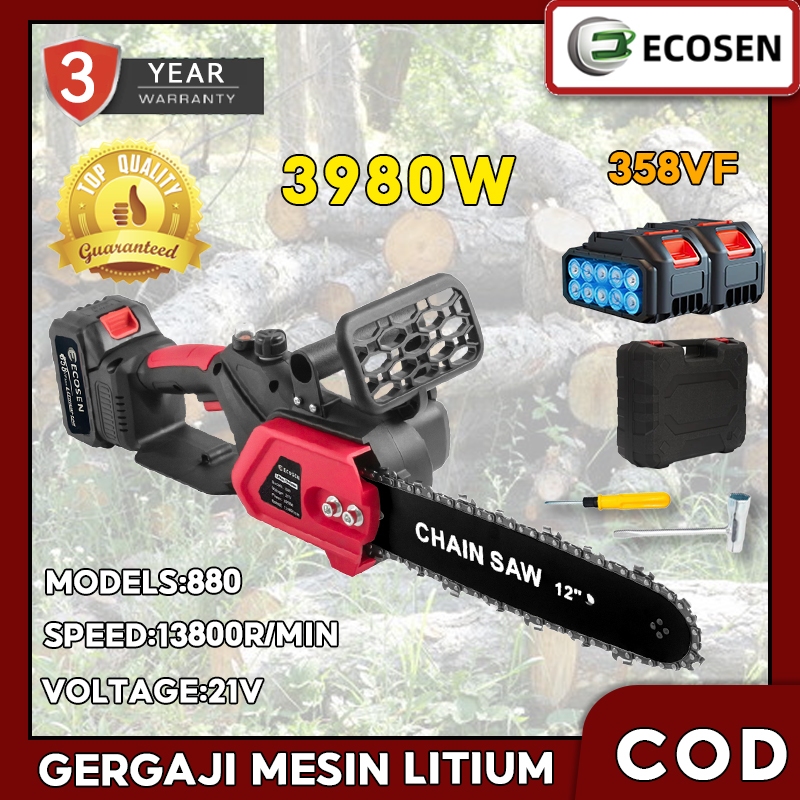 Jual Ecosen Chainsaw Gergaji Rantai Elektrik Mini Inch Cordless Gergaji Pemotong Gergaji