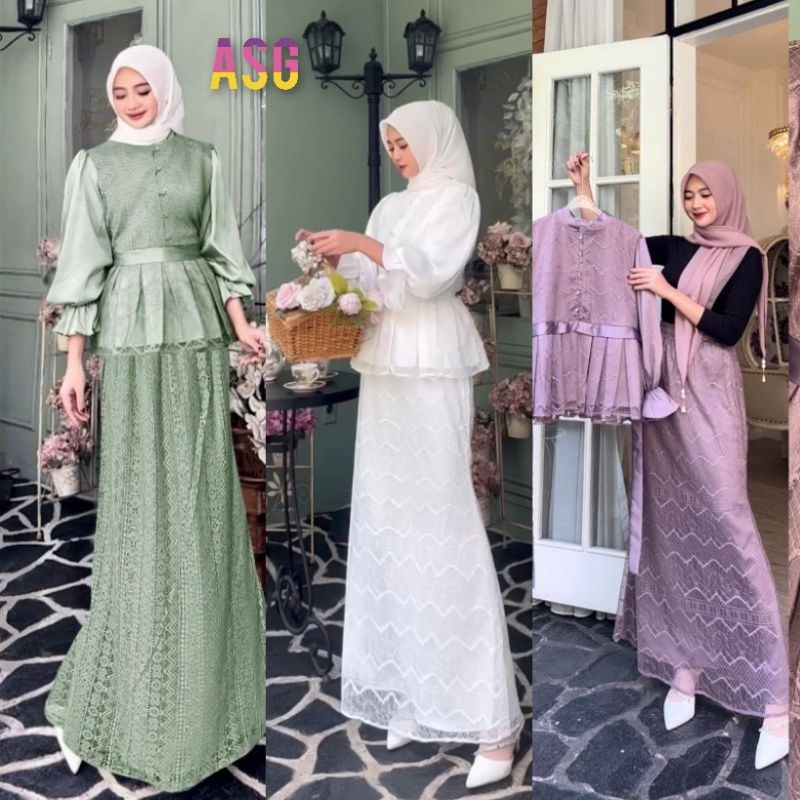 Jual Mia Gamis One Set Brukat Terbaru Premium Remaja Dewasa Wanita