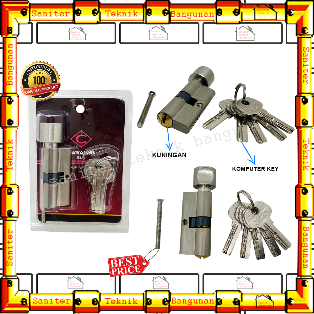 Jual Silinder Kunci Knop Putar 5 Anak Kunci Komputer Key Cavanni ...