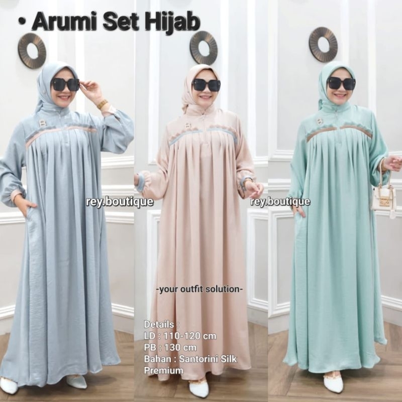 Jual Reyboutique Arumi Set Hijab Bahan Santorini Silk Premium Gamis