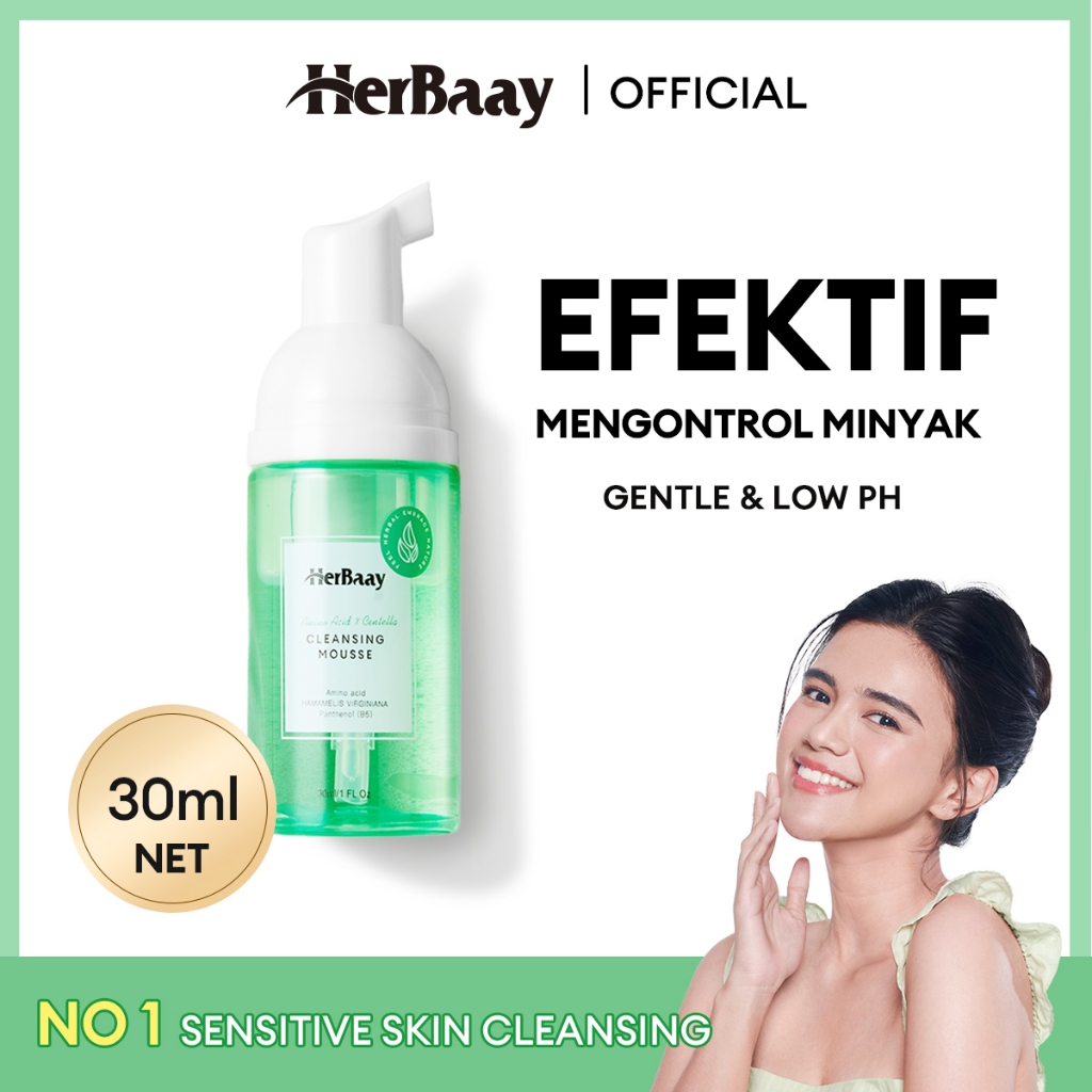 Jual HerBaay Amino Acid Gentle Cleansing Mousse 30ml Pembersih Wajah