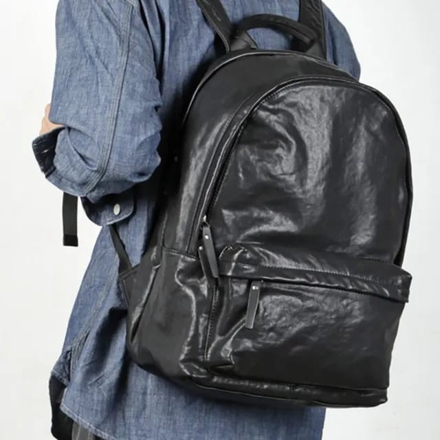 Jual Tas Ransel Pria Model Simple Hitam Kulit Asli Garut | Shopee Indonesia