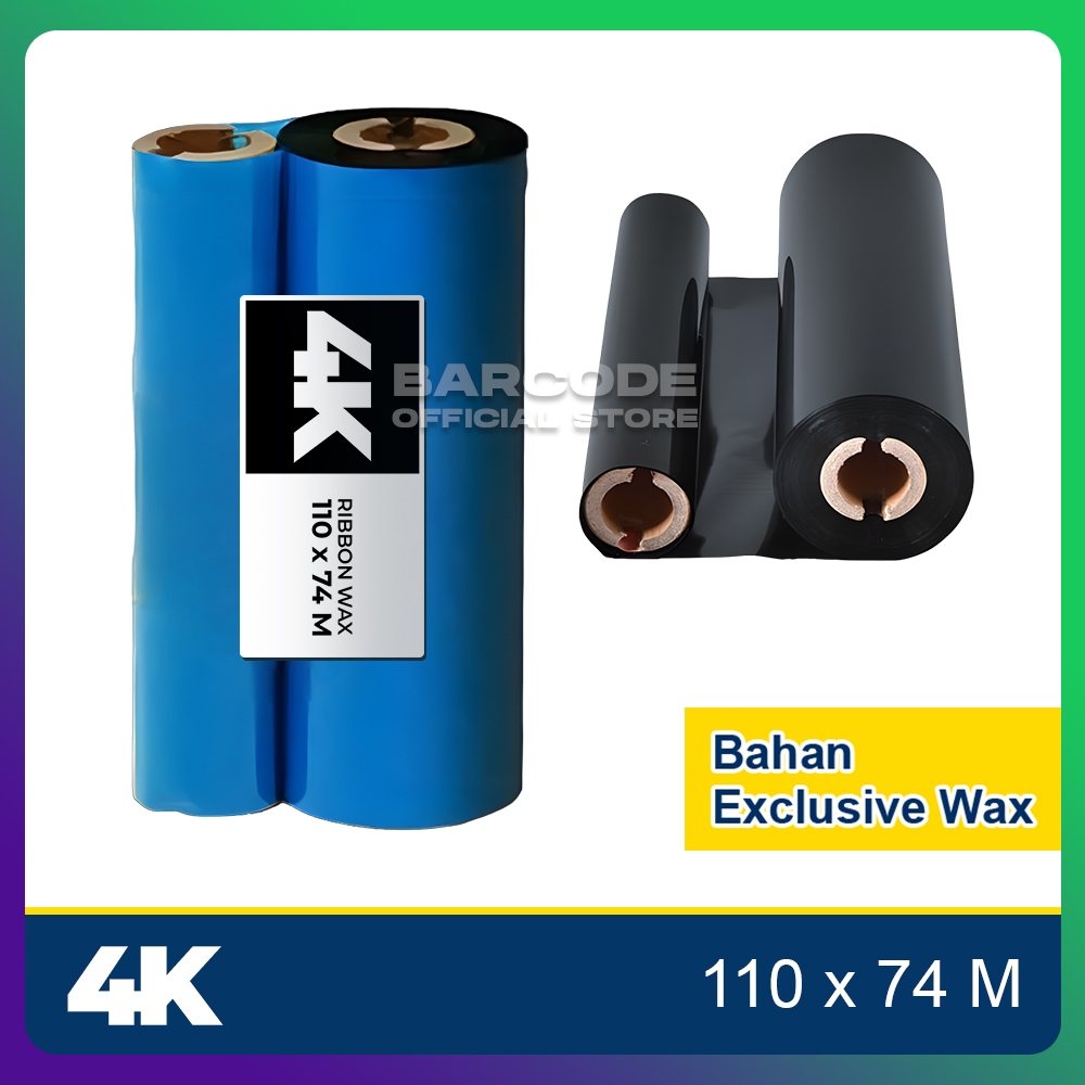 Jual Ribbon 4K Premium Wax 110 x 74 M Meter Tinta Printer Barcode 110mm ...