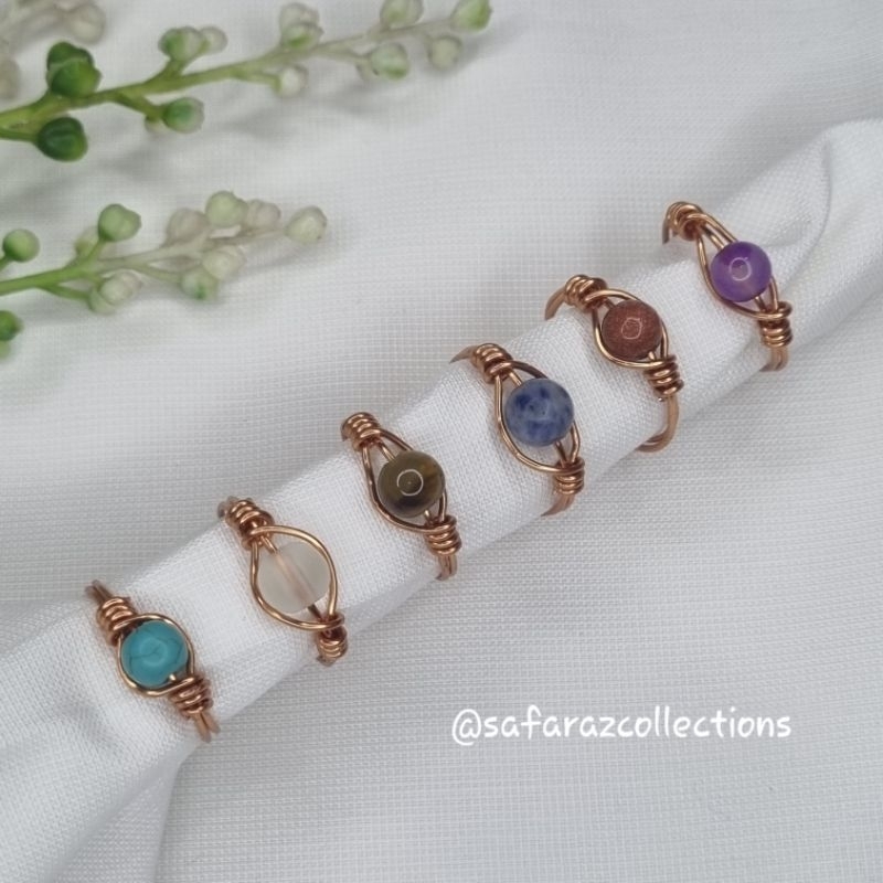 Jual Cincin Batu Alam Kawat Tembaga / Wire Ring Stone | Shopee Indonesia