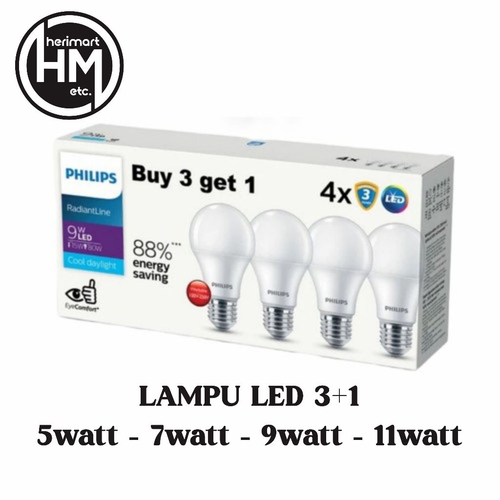 Jual Lampu Philips Led Radiantline Multipack W W W W K Putih Shopee Indonesia