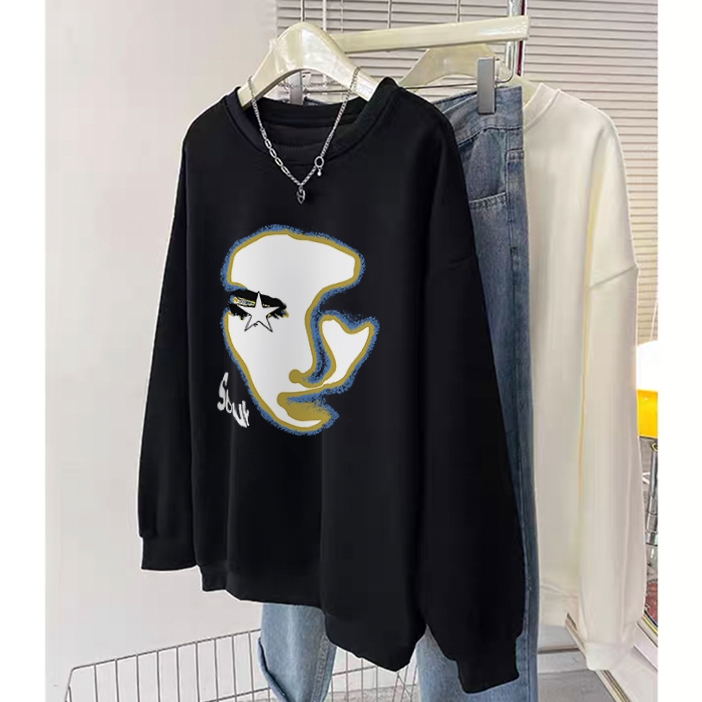 Jual Forteid A1054 Sweater Lengan Panjang Wajah Potret Seni Retro Gaya
