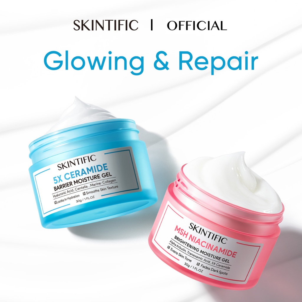 Jual SKINTIFIC 2PCS Cream Glowing & Brightening paket Skincare MSH Niacinamide Moisture / 5X