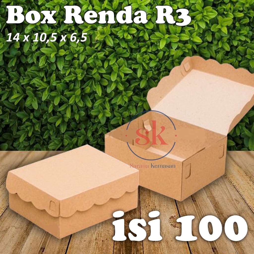 Jual Box Kraft 310 Gsm Kue Snack Box Kraft Renda Dus Roti R3 Uk14x105x65 Isi 100 Shopee 0615