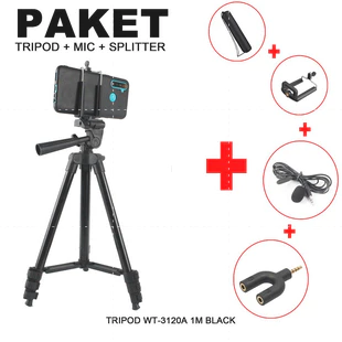 Tripod Penyangga Handphone Kamera 3120 Mudah Dibawa Kemana Mana Stand HP Black Edition Free