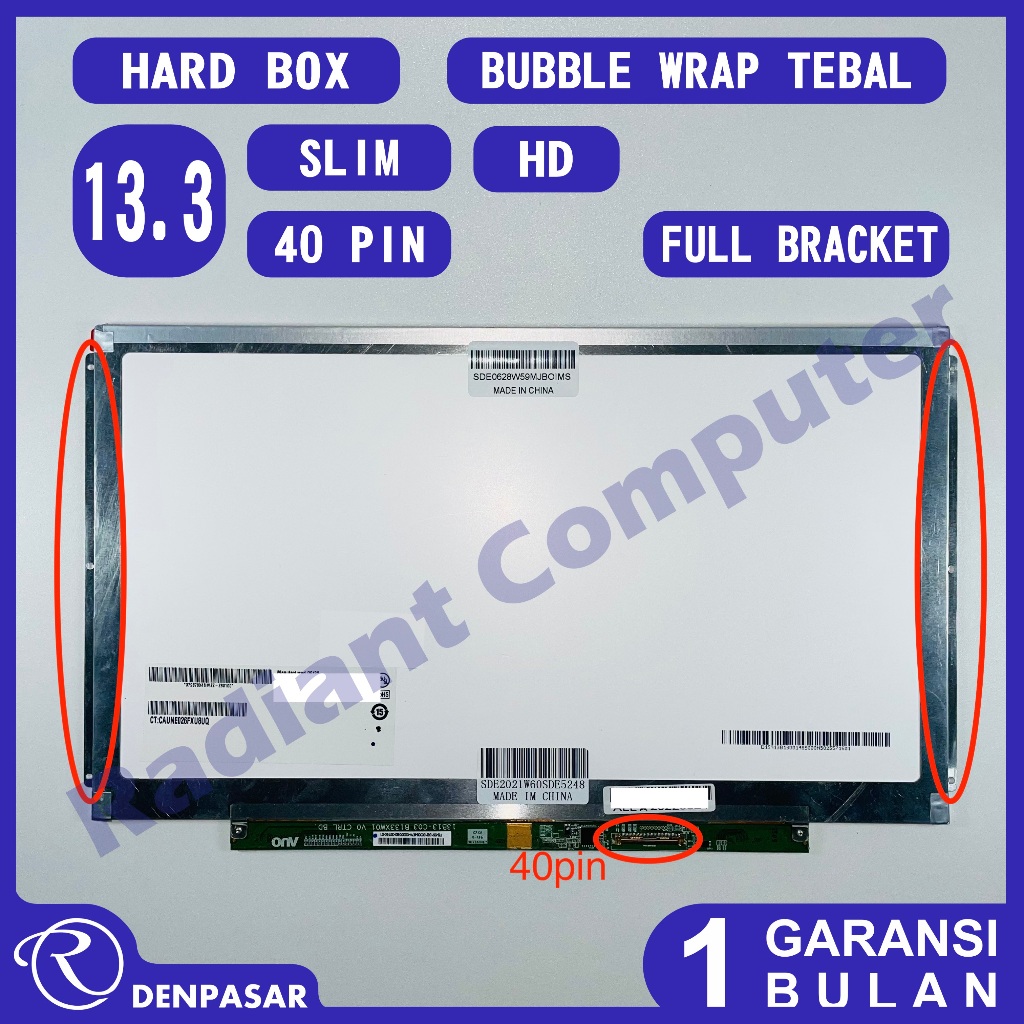 Écran LCD LED 13.3" Pour HP ProBook 430 G1 - Dalle De Remplacement - Résolution HD 1366x768 - Connecteur 40 Broches