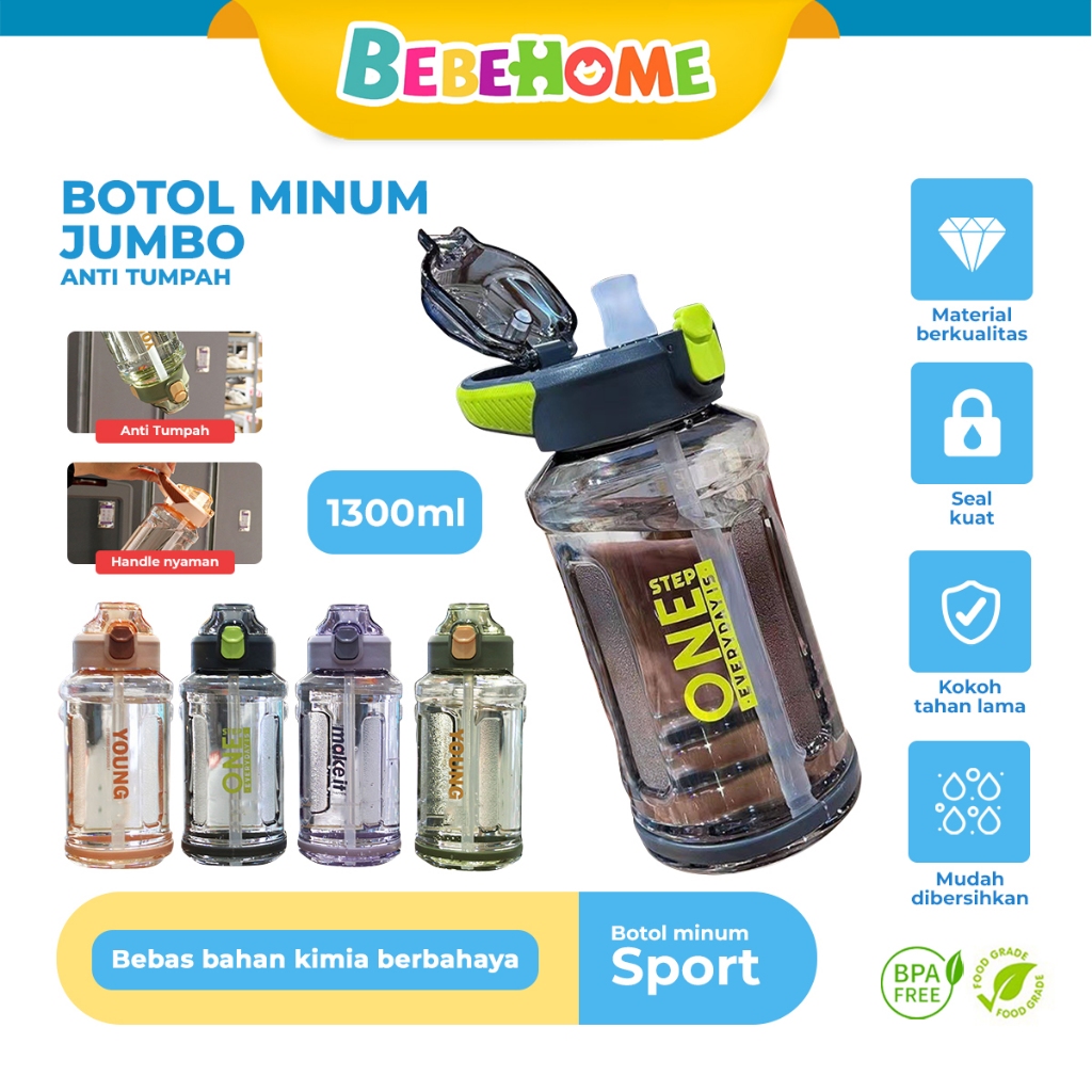 Jual BBT Botol Minum Sport Jumbo Dilengkapi Sedotan Anti Tumpah ...