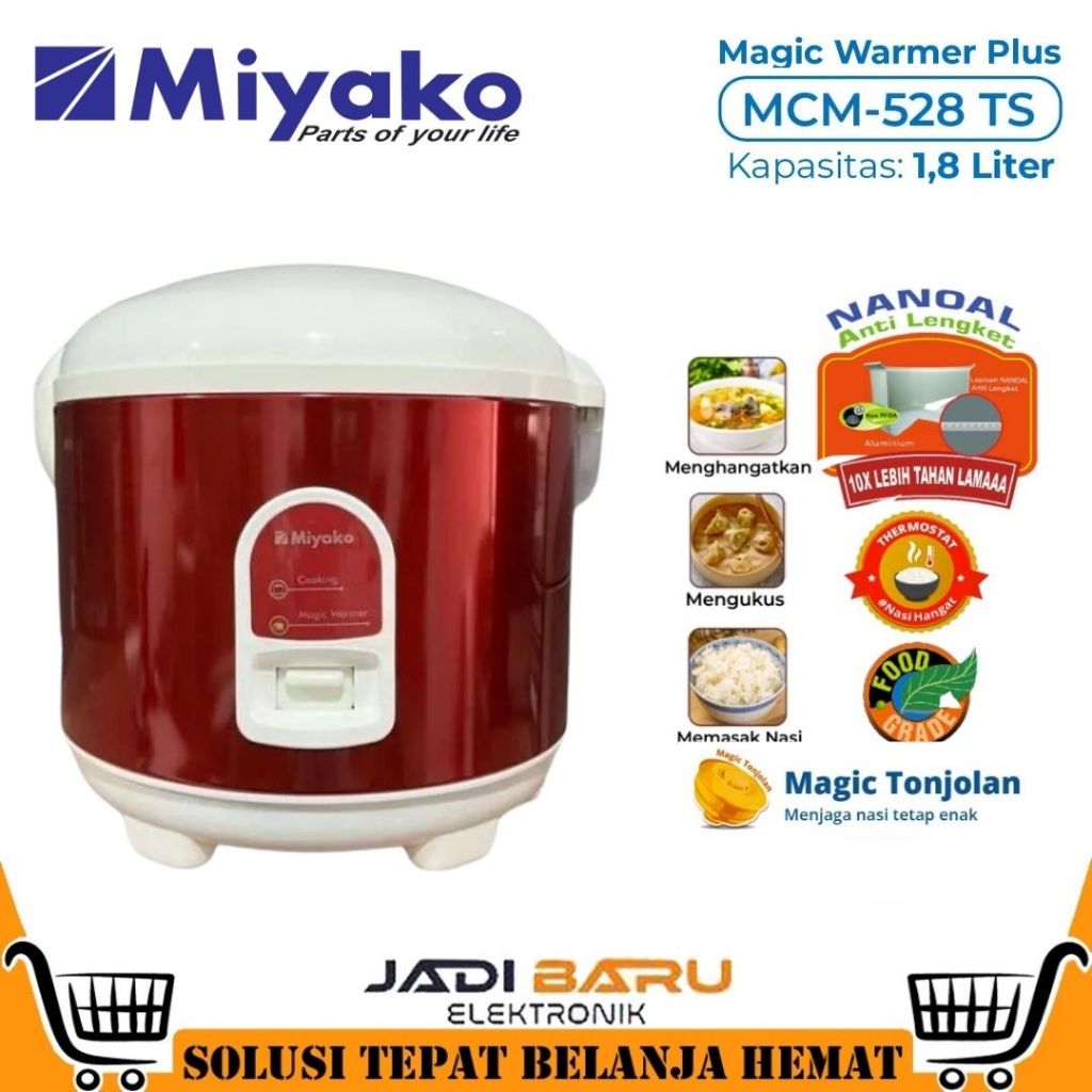 Jual Ready Cod Rice Cooker Miyako Mcm 528 Mcm 528 Mcm 528 Silver [1 8 Liter] 100 Ori