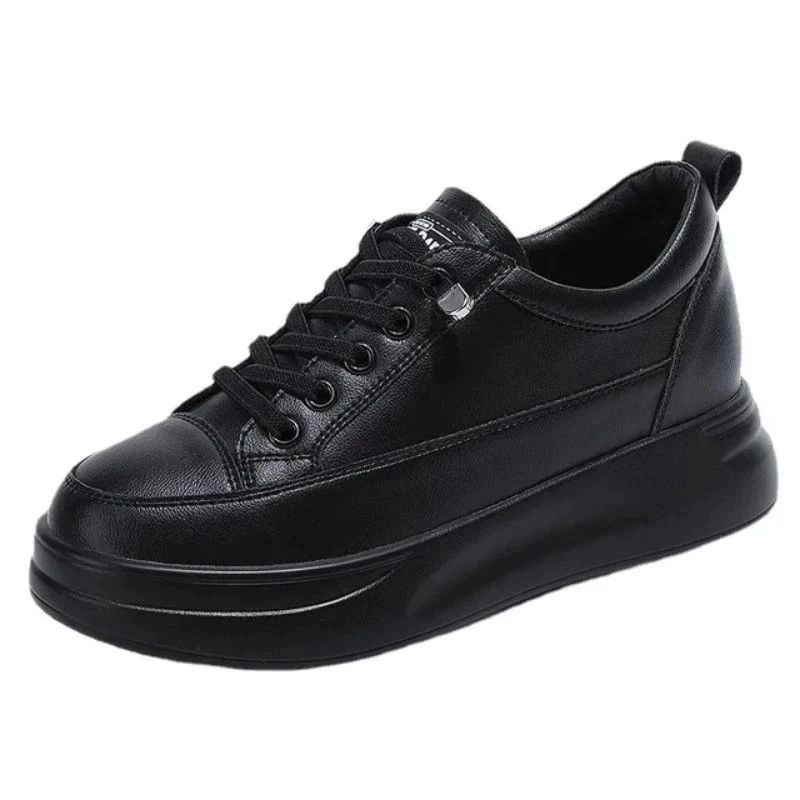 Jual Sepatu Sneakers Sekolah Wanita Full Hitam Putih Polos/Sepatu