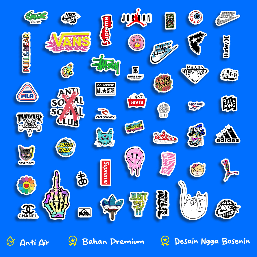 Jual Stiker Hypebeast 50 Pcs Brand Aesthetic Anti Air Tinggal Pasang ...