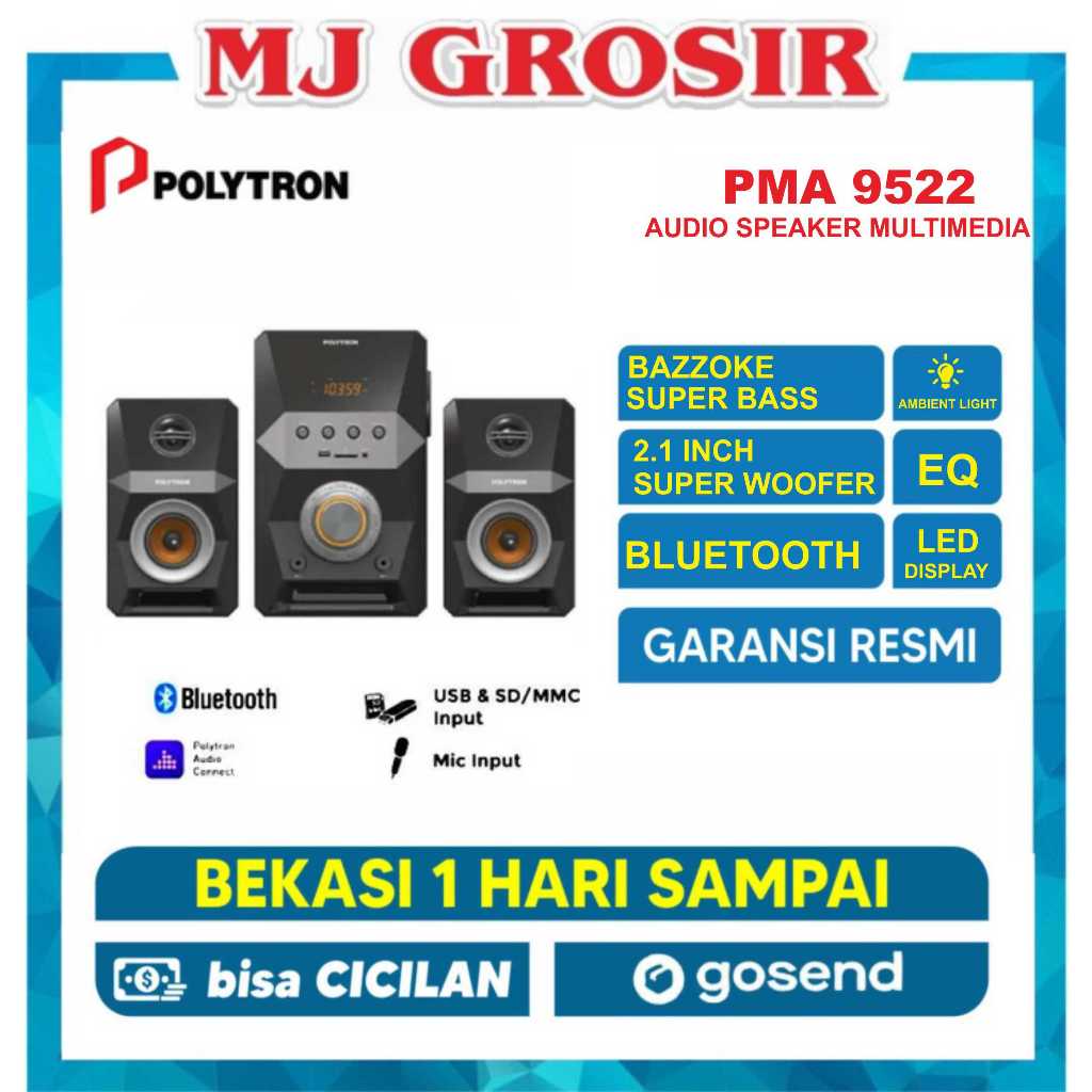 Jual POLYTRON SPEAKER AUDIO PMA 9522 PMA9522 SUPER BASS USB BLUETOOTH ...