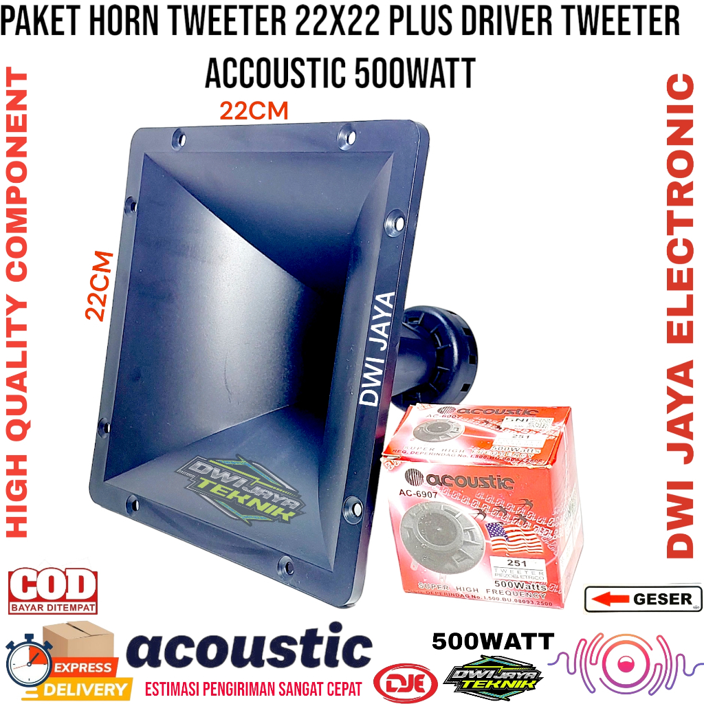 Jual Paket Horn Tweeter 22x22 Plus Driver Tweeter ACCOUSTIC 500WATT ...