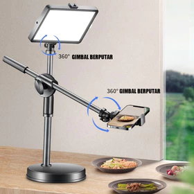 OverHead Phone Stand Tripod Led Lampu Stand Holder Bracket 360° Over Head Tripod Lampu Phone