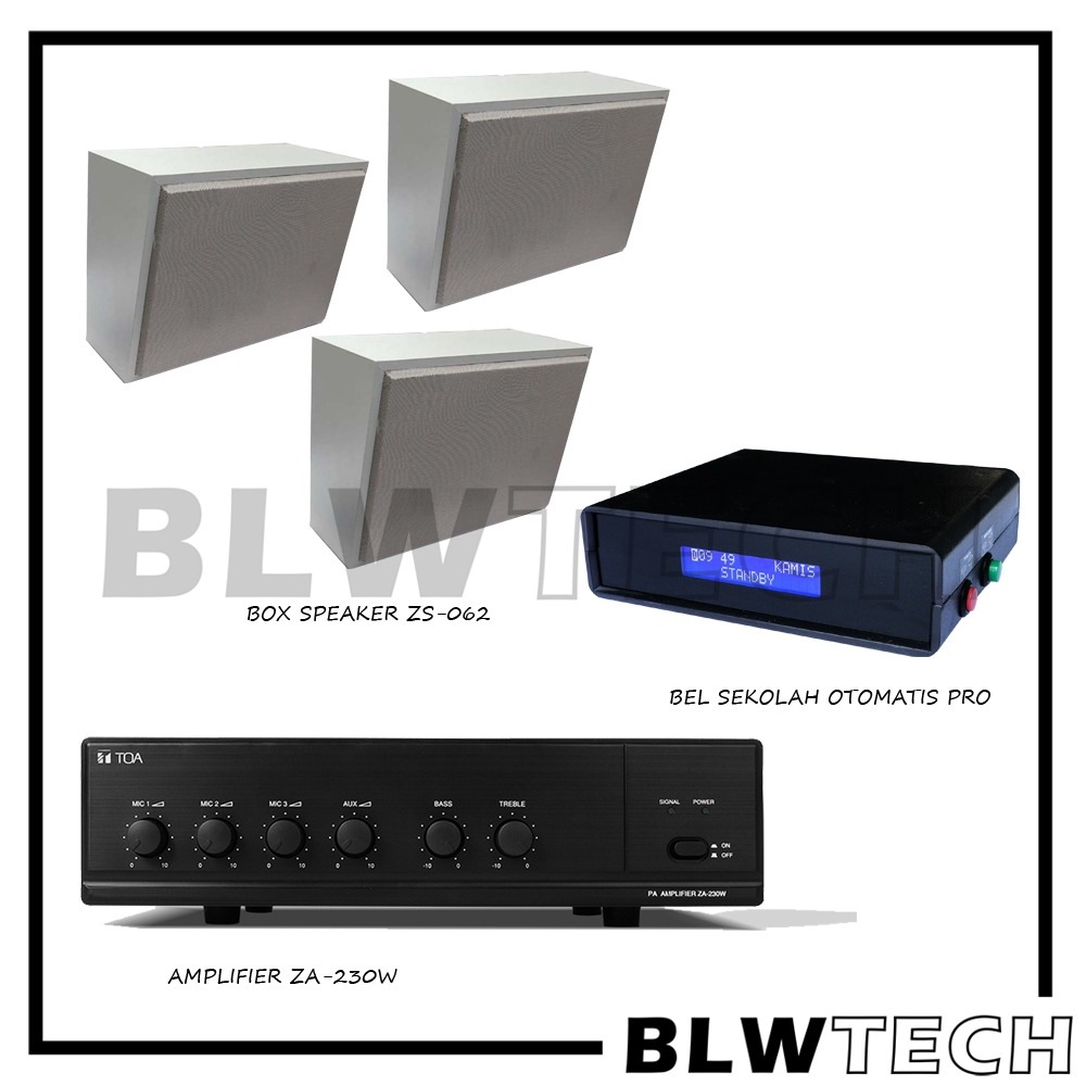 Jual Paket Lengkap Amplifier - 3 Speaker Indoor - Bel sekolah Custom