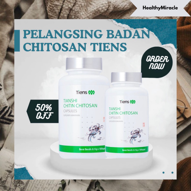 Jual (Bisa COD) Pelangsing Badan Tiens Herbal Chitin Chitosan Capsules ...