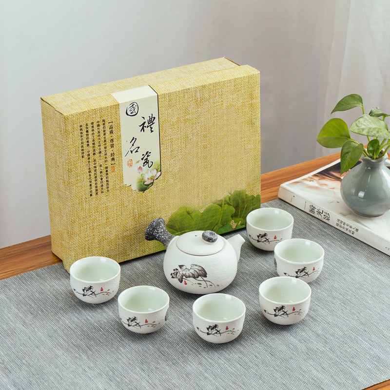 Jual Chinese Tea Pot Set Ceramic Classic 6 Cups Teko Teh Set 6 Cangkir Hadiah Souvenir T Box 0879