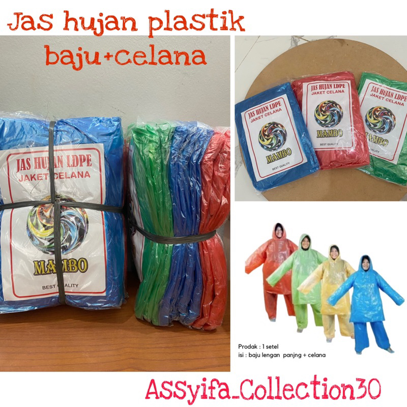 Jual JAS HUJAN PLASTIK SETELAN BAJU CELANA HDPE LUSINAN ISI 12 PCS ...