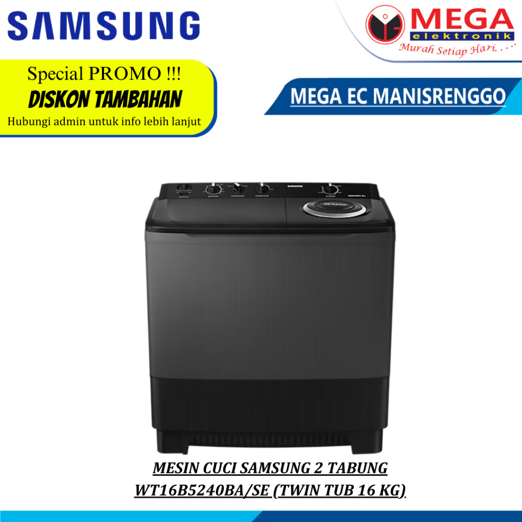 Jual MESIN CUCI SAMSUNG 2 TABUNG WT16B5240BA/SE (TWIN TUB 16 KG ...