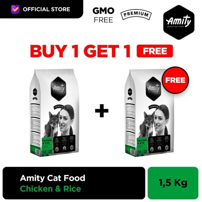 Jual [BUY 1 GET 1] AMITY Cat Food kemasan 1,5kg Shopee Indonesia