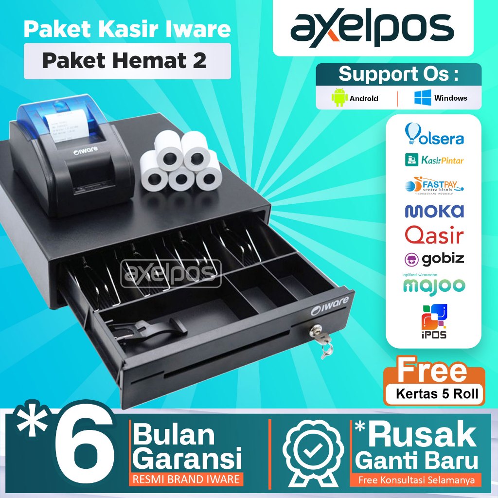Jual PAKET ALAT KASIR ANDROID PRINTER BLUETOOTH CASH DRAWER 4 SLOT